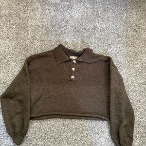 Altar'd State Brown Crew Neck Sweater